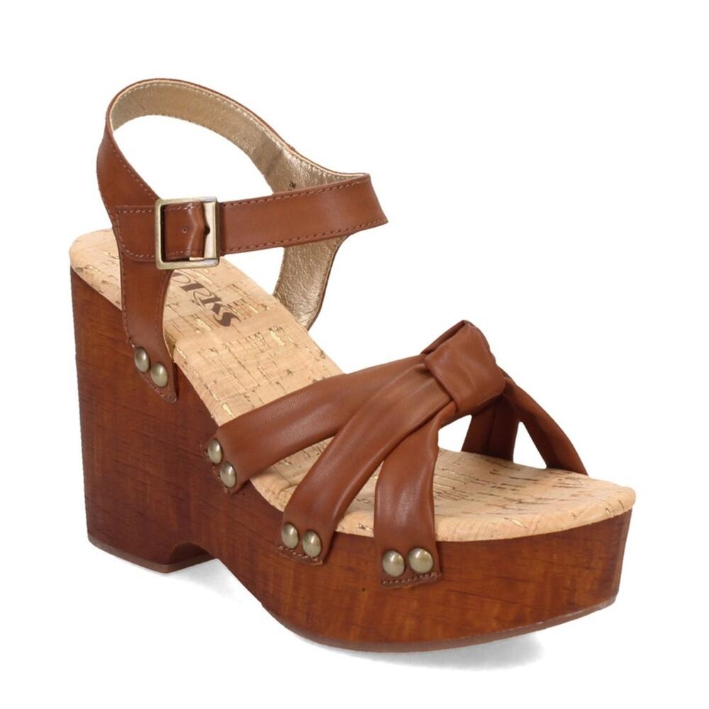 KORKS NEW Women's Dawson Wedge Sandals with Cork Footbed Brown Size 10